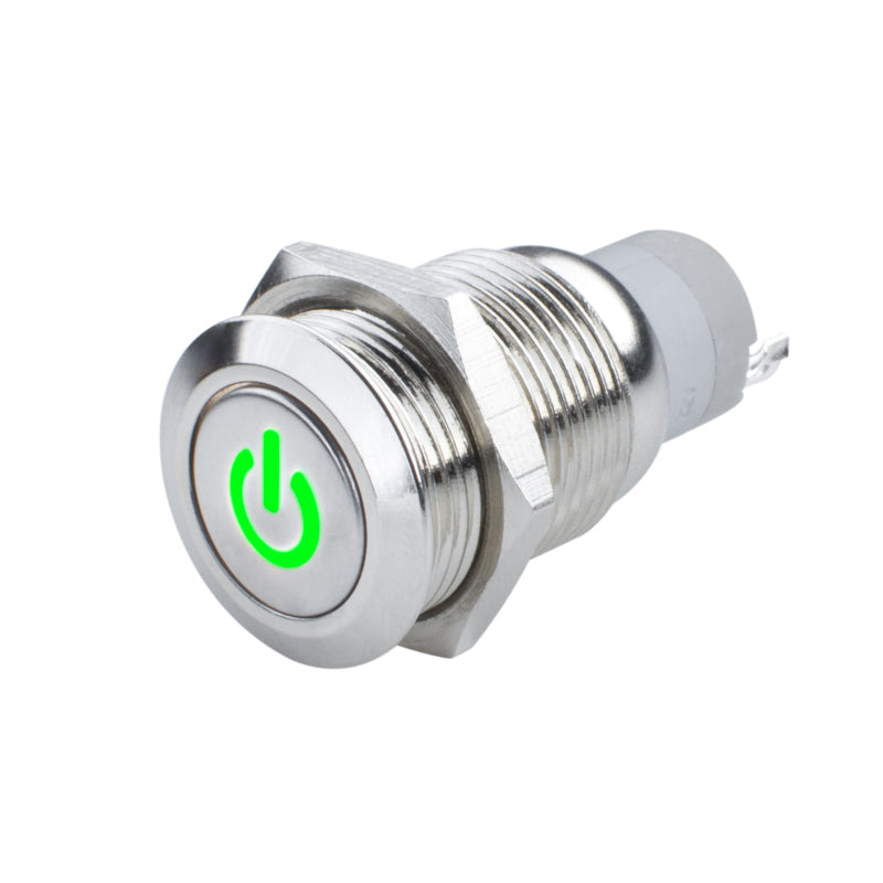 Oracle Pre-Wired Power Symbol Momentary Flush Mount LED Switch - Green - DTX Performance