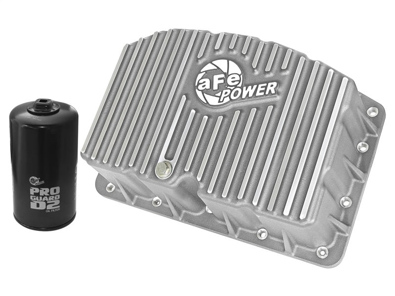 aFe Street Series Engine Oil Pan Raw w/ Machined Fins; 11-17 Ford Powerstroke V8-6.7L (td) - DTX Performance