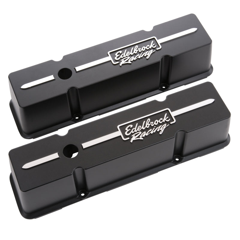 Edelbrock Valve Cover Racing Series Chevrolet 1959-1986 262-400 CI V8 Tall Black - DTX Performance