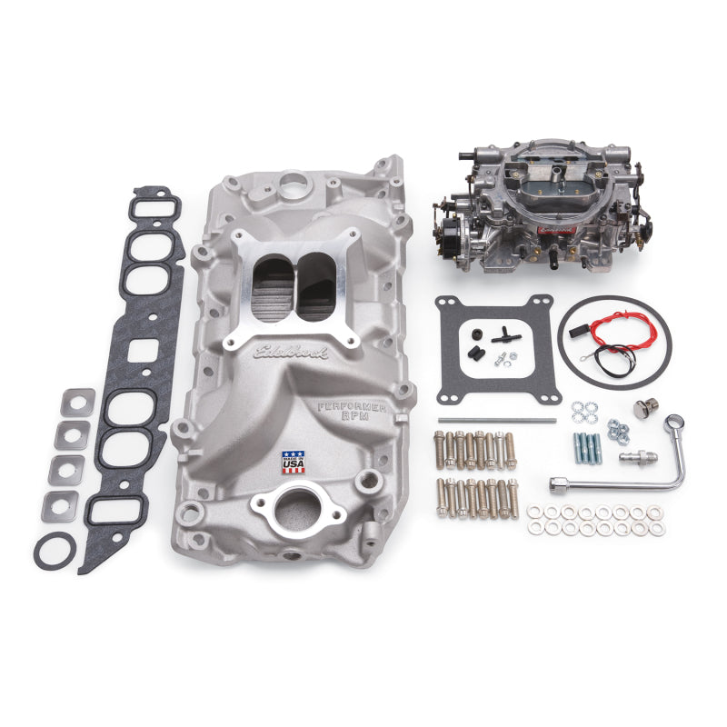 Edelbrock Manifold And Carb Kit Performer RPM Big Block Chevrolet Oval Port Natural Finish - DTX Performance