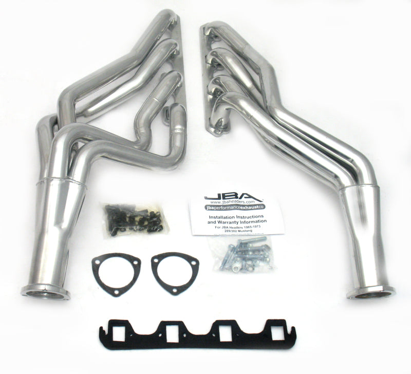 JBA 65-73 Ford Mustang 260-302 SBF 5 Speed T5/T56 1-3/4in Primary Silver Ctd Long Tube Header - DTX Performance