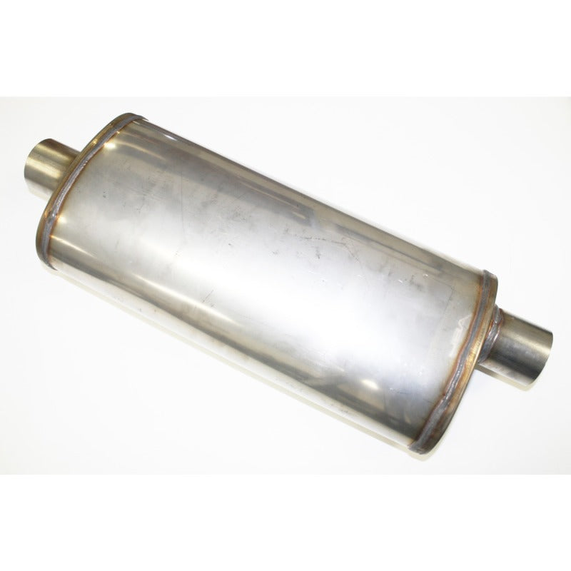 JBA Universal Straight-Through Style 304SS Muffler 18x8x5 2.5in Inlet Diameter Offset/Center - DTX Performance