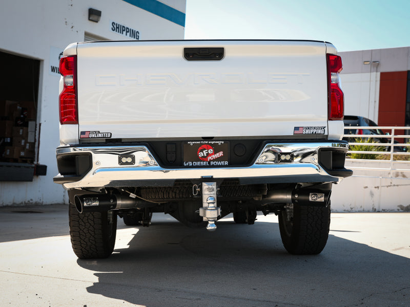 aFe Large Bore-HD 4in 409SS DPF-Back Exhaust System w/Black Tip 20 GM Diesel Trucks V8-6.6L (td) L5P - DTX Performance