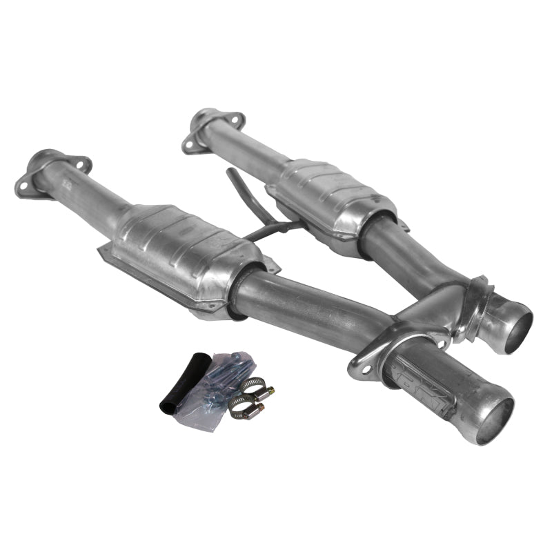 BBK 79-93 Mustang 5.0 Short Mid H Pipe With Catalytic Converters 2-1/2 For BBK Long Tube Headers - DTX Performance