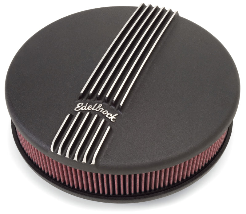 Edelbrock Air Cleaner Classic Series Round Aluminum Top Cloth Element 14In Dia X 3 9In Black - DTX Performance