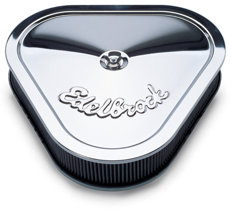 Edelbrock Air Cleaner Pro-Flo Series Triangular Steel Top 14 125In X 13 375In X 3 5In Chrome - DTX Performance