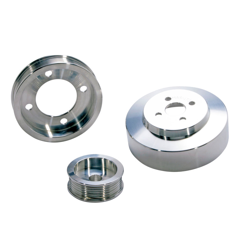 BBK 94-95 Mustang 5.0 Underdrive Pulley Kit - Lightweight CNC Billet Aluminum (3pc) - DTX Performance