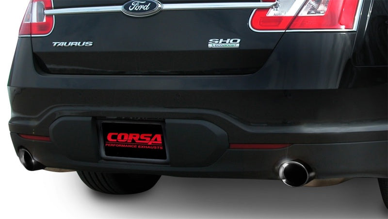 Corsa 10-13 Ford Taurus SHO 3.5L V6 Turbo Sport Cat-Back Exhaust w/ Dual 4in Black Tips - DTX Performance