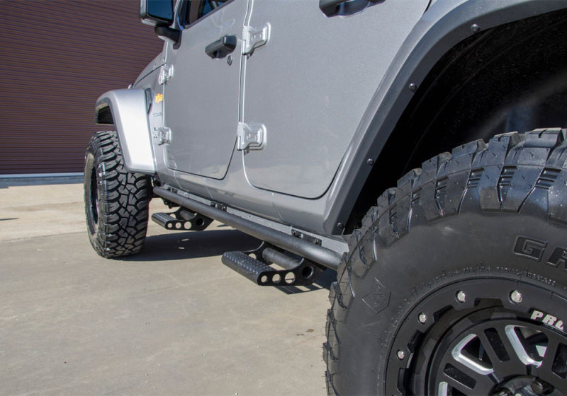 N-Fab RKR Rails 2018 Jeep Wrangler JL 4 Door Dab Length - Gloss Black - 1.75in - DTX Performance