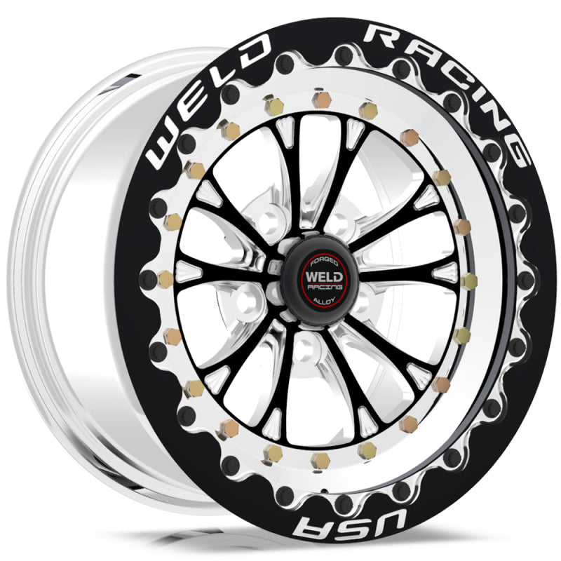 Weld Vitesse 15x14 / 5x4.75 BP / 5.5in. BS Black Wheel - Black Single Beadlock MT - DTX Performance