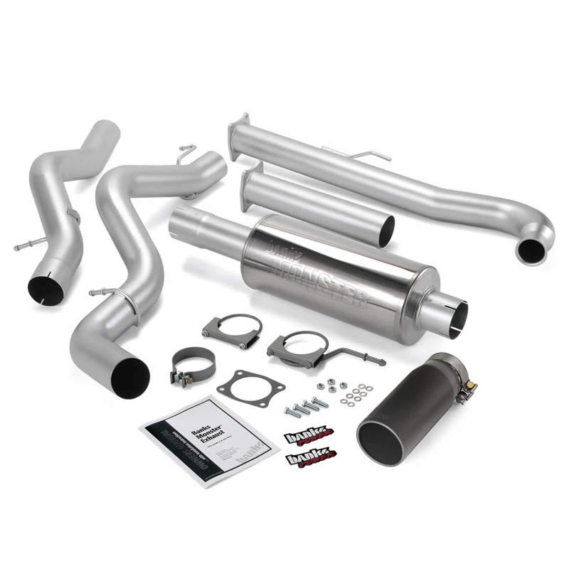 Banks Power 01-04 Chevy 6.6L SCLB Monster Exhaust System - SS Single Exhaust w/ Black Tip - DTX Performance