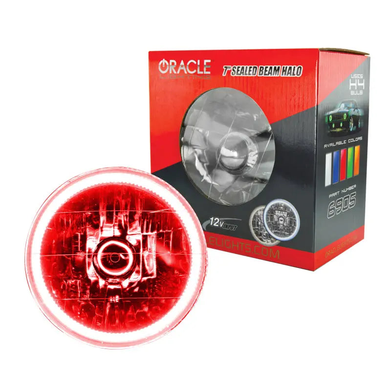 Oracle Pre-Installed Lights 7 IN. Sealed Beam - Red Halo - DTX Performance