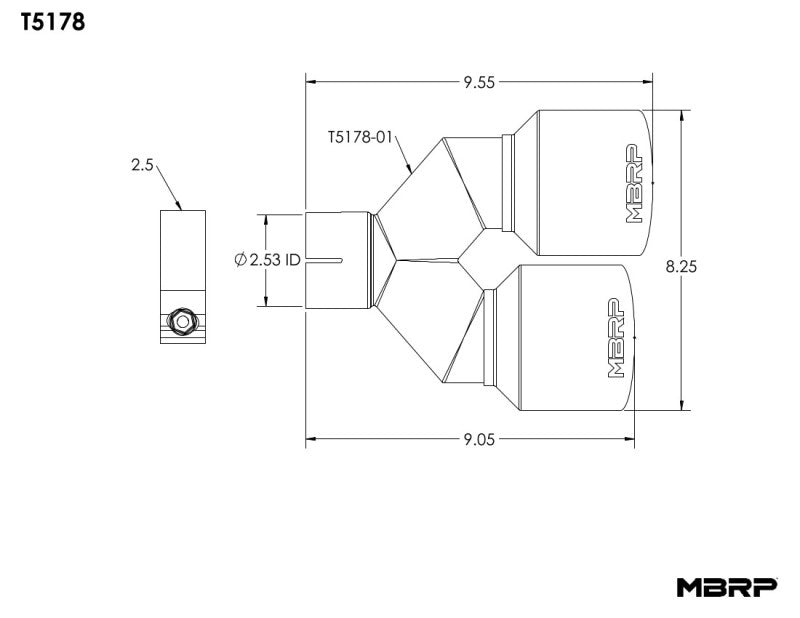 MBRP Universal T304 SS Dual Tip 4in OD/2.5in Inlet - DTX Performance