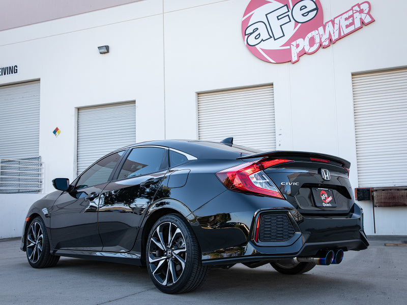 aFe Takeda 2.5in 304 SS Cat-Back Exhaust System w/ Blue Tips 17-20 Honda Civic Si Sedan I4 1.5L - DTX Performance