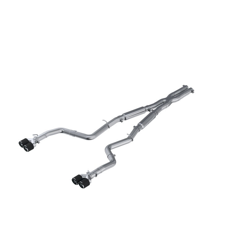 MBRP 15-16 Dodge Challenger RT 5.7L T304 SS 3in Dual Rear Cat-back CF Quad Tips - Street - DTX Performance