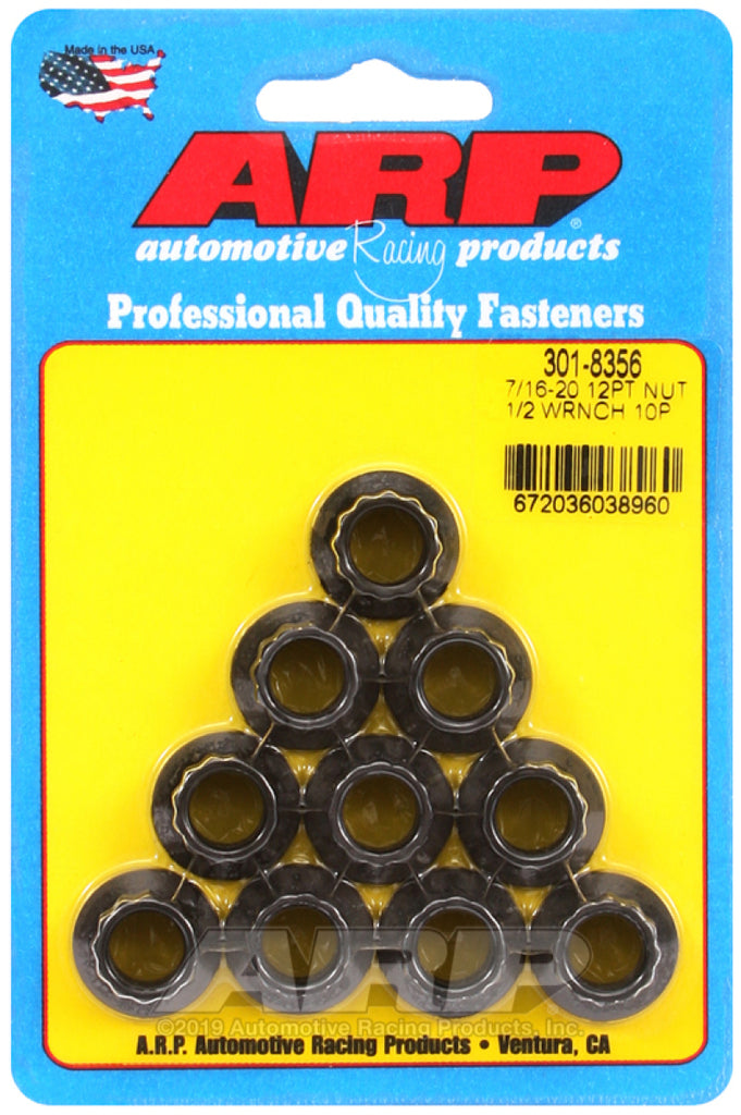 ARP 7/16-20 1/2 Socket 12 Pt Nut Kit (Pack of 10) - DTX Performance