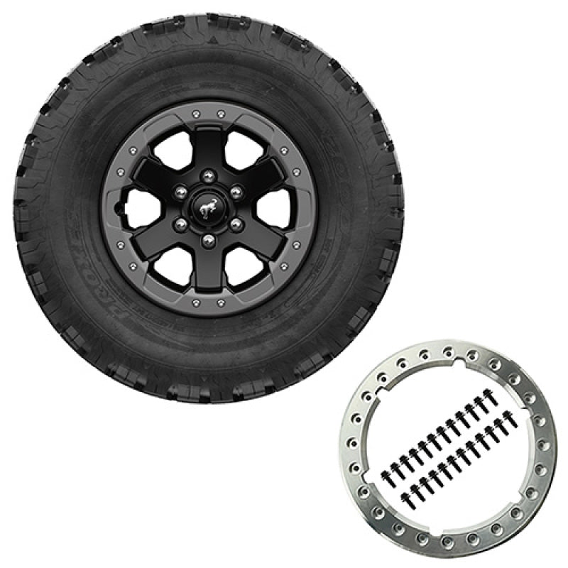 Ford Racing 2021 Bronco 17x8.0 Beadlock Carbonized Gray Badlands Wheel Kit - DTX Performance