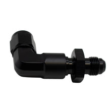 Load image into Gallery viewer, DeatschWerks 6AN Female Flare Swivel to 6AN Male Flare 90-Degree Bulkhead - Anodized Matte Black - DTX Performance