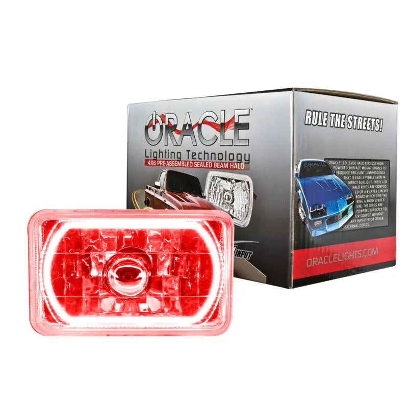 Oracle Pre-Installed Lights 4x6 IN. Sealed Beam - Red Halo - DTX Performance