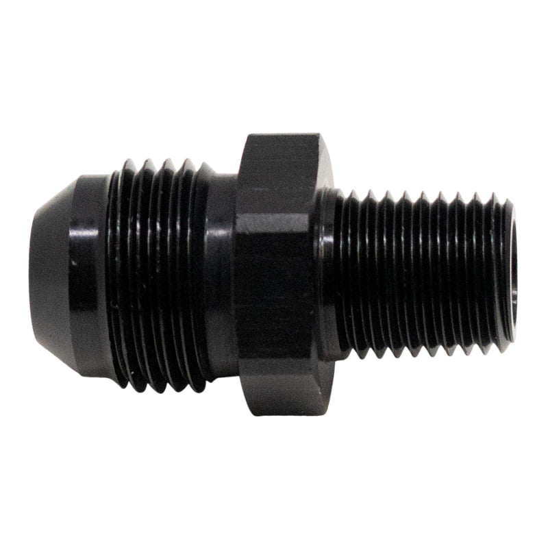 DeatschWerks 8AN Male Flare to 1/4in Male NPT Adapter - Anodized Matte Black - DTX Performance