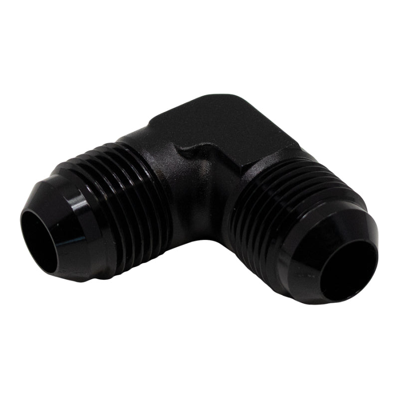 DeatschWerks 8AN Male Flare to 8AN Male Flare 90-Degree Fitting - Anodized Matte Black - DTX Performance