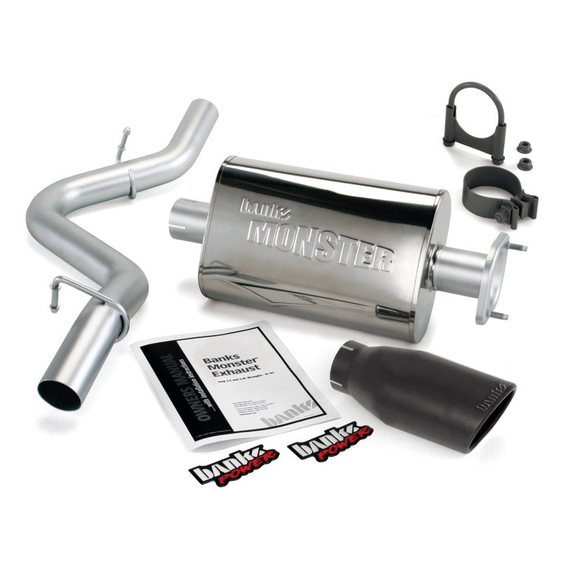 Banks Power 04-06 Jeep 4.0L Wrangler Monster Exhaust System - SS Single Exhaust w/ Black Tip - DTX Performance