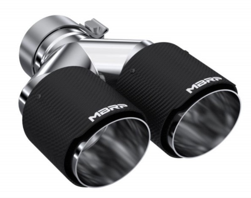 MBRP 3in ID / Dual 4in OD Out Staggered L 9.37in / R 9.87in Dual Wall Carbon Fiber Univ Exhaust Tip - DTX Performance