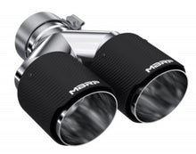 Load image into Gallery viewer, MBRP 3in ID / Dual 4in OD Out Staggered L 9.37in / R 9.87in Dual Wall Carbon Fiber Univ Exhaust Tip - DTX Performance