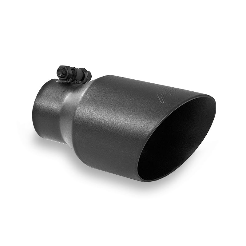 MBRP Universal 4in OD Dual Wall Angled 2.5in Inlet 8in Lgth Exhaust Tip - Black - DTX Performance