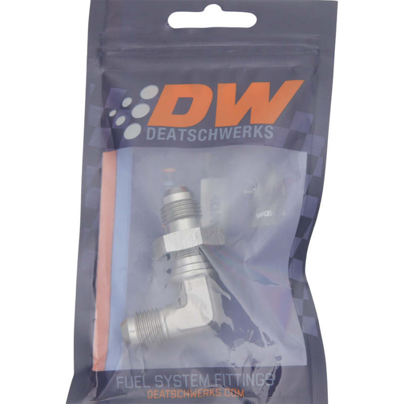 DeatschWerks 6AN Male Flare To 6AN Male Flare Bulkhead Adapter 90-Degree (Incl. Nut) - DTX Performance