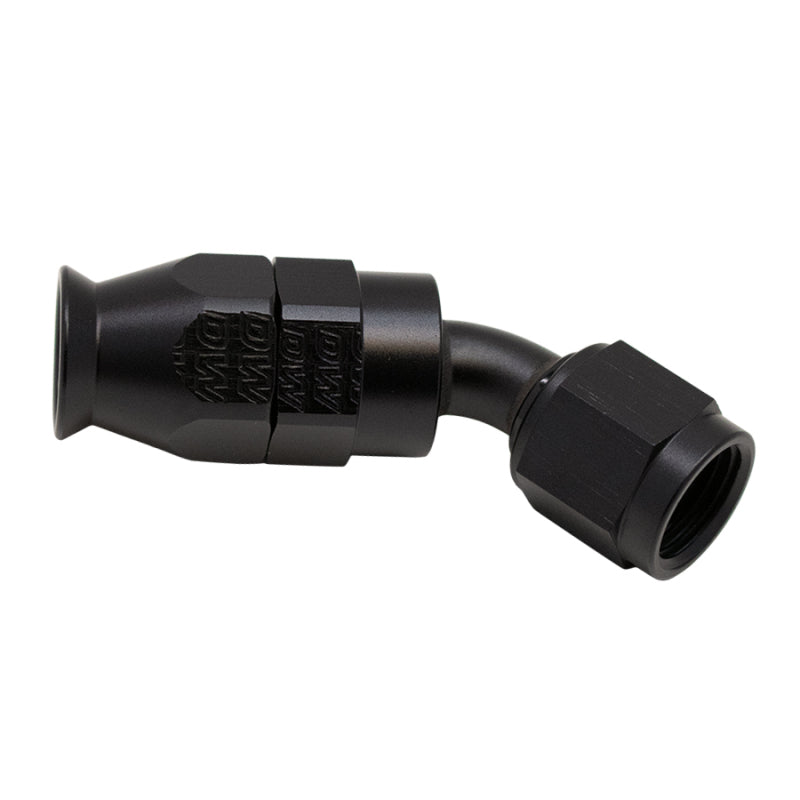 DeatschWerks 6AN Female Swivel 45-Degree Hose End PTFE (Incl 1 Olive Insert) - Anodized Matte Black - DTX Performance