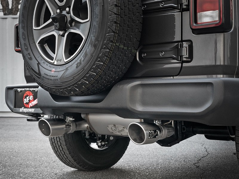 aFe Rebel Series 409 Stainless Steel Cat-Back Exhaust 18-21 Jeep Wrangler JL 2.0L (t) - Polished Tip - DTX Performance