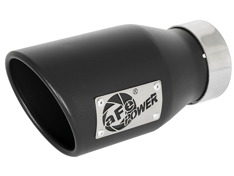 aFe MACH Force-Xp 409 SS Exhaust Tip Black (Left Side) 3in In x 4-1/2in Out x 9in L Clamp-On - DTX Performance