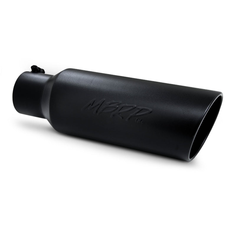 MBRP Universal Tip 6in OD Rolled End 4in Inlet 18in L Black Coated Exhaust Tip - DTX Performance