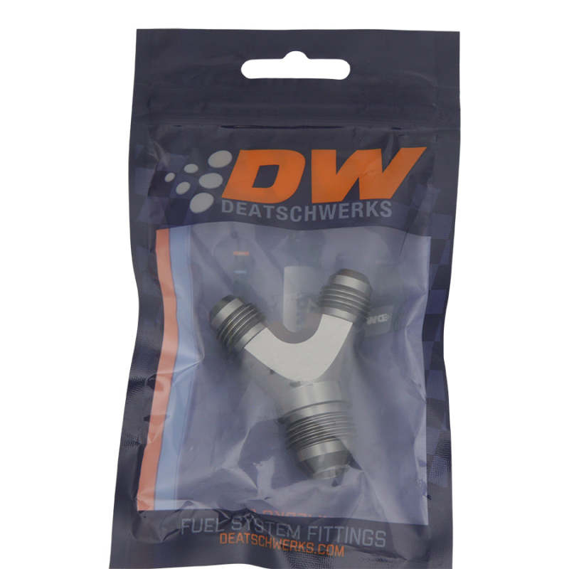 DeatschWerks 6AN Male Flare + 6AN Male Flare to 8AN Male Flare Y Block Fitting - DTX Performance