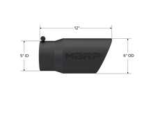 Load image into Gallery viewer, MBRP Universal Tip 6in O.D. Angled Rolled End 5 inlet 12 length - Black Finish - DTX Performance