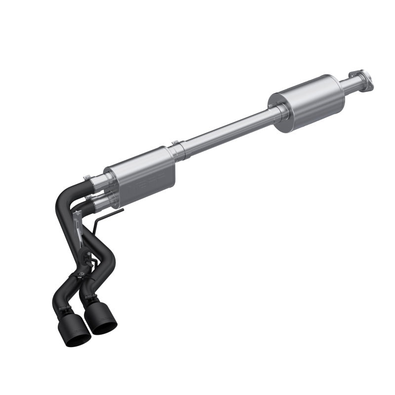 MBRP 2021+ Ford F150 Black Coated Dual Pre-Axle (Street Profile) 2.5in OD Tips 3in Cat Back Exhaust - DTX Performance