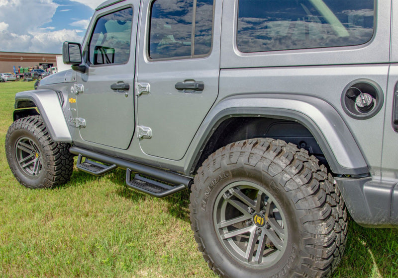 N-Fab Podium LG 2019 Jeep Wrangler JT 4DR Truck - Full Length - Tex. Black - 3in - DTX Performance