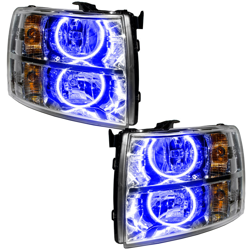 Oracle Lighting 07-13 Chevrolet Silverado Pre-Assembled LED Halo Headlights (Round Style) - Blue - DTX Performance