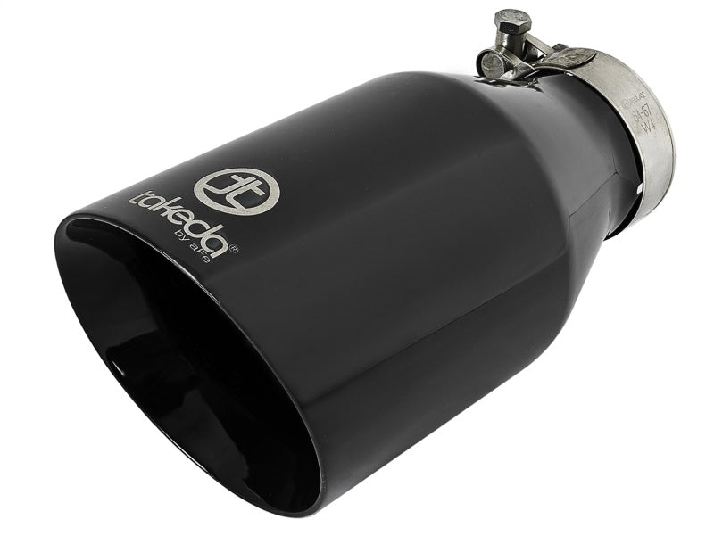 aFe Takeda 409 SS Clamp-On Exhaust Tip 2.5in. Inlet / 4.5in. Outlet / 9in. L - Black - DTX Performance