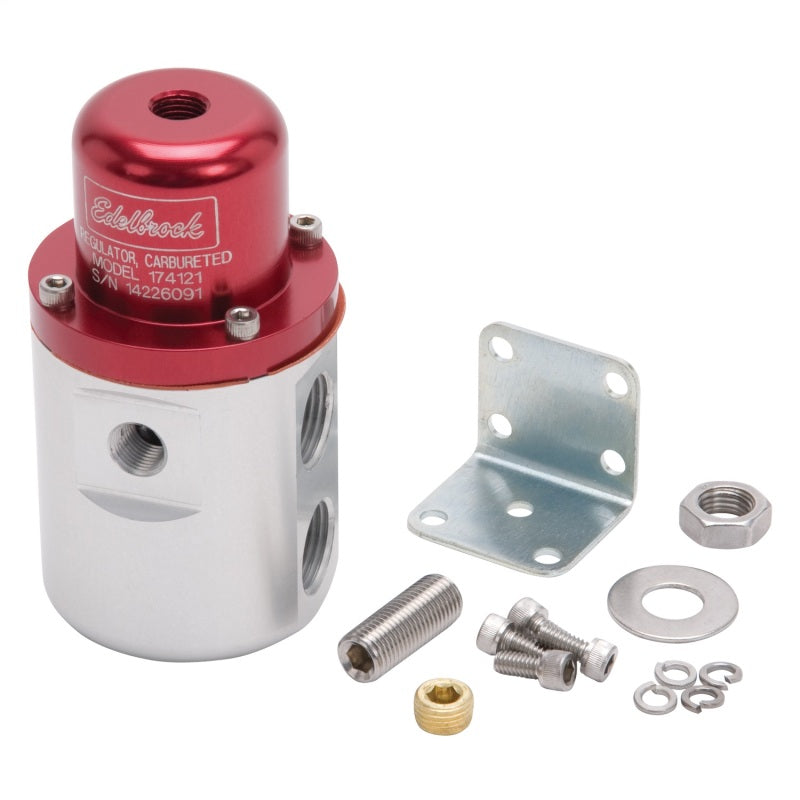 Edelbrock Fuel Pressure Regulator Carbureted 160 GPH 5-10 PSI 3/8In In/Out Retunless Red/Clear - DTX Performance