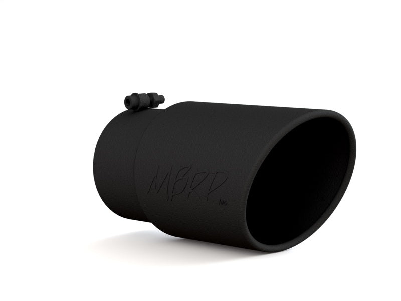 MBRP Universal Tip 6in O.D. Angled Rolled End 5 inlet 12 length - Black Finish - DTX Performance