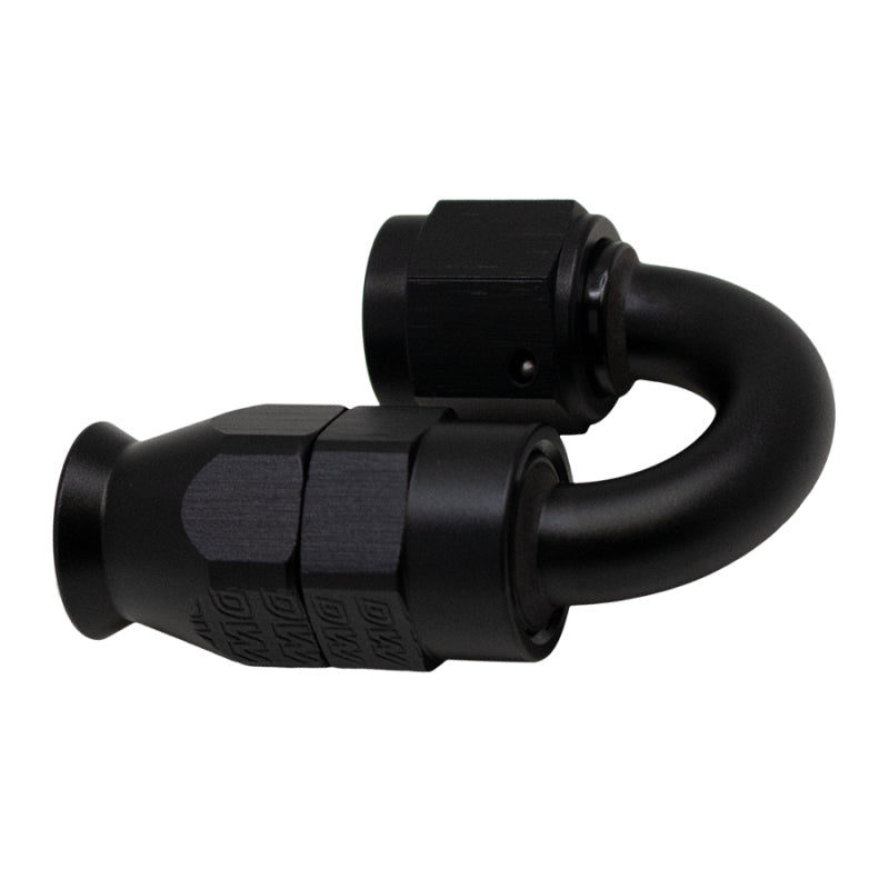 DeatschWerks 6AN Female Swivel 180-Degree Hose End PTFE (Incl Olive Insert) - Anodized Matte Black - DTX Performance