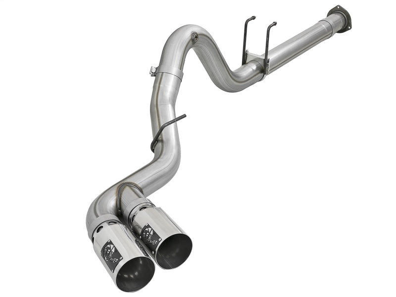 aFe Rebel XD 4in SS Down-Pipe Back Exhaust w/Dual Polished Tips 17-18 Ford Diesel Trucks V8-6.7L(td) - DTX Performance