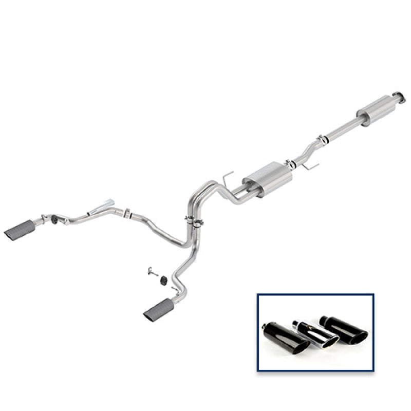 Ford Racing 15-18 F-150 5.0L Cat-Back Sport Exhaust System - Rear Exit Carbon Fiber Tips - DTX Performance