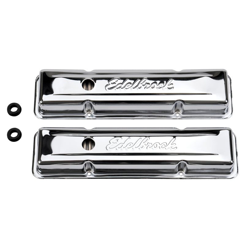 Edelbrock Valve Cover Signature Series Chevrolet 1959-1986 262-400 CI V8 Low Chrome - DTX Performance