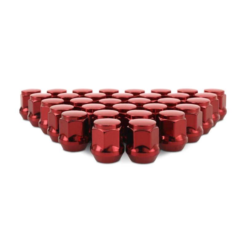 Mishimoto Steel Acorn Lug Nuts M14 x 1.5 - 32pc Set - Red - DTX Performance