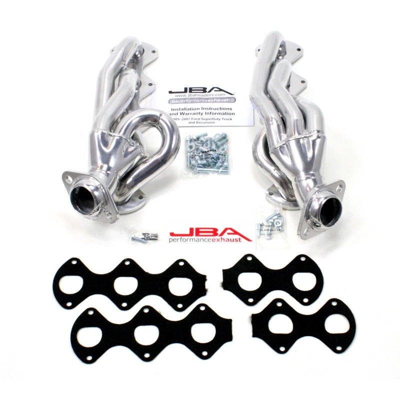 JBA 05-10 Ford F-Series 6.8L 3V V10 1-1/2in Primary Silver Ctd Cat4Ward Header - DTX Performance