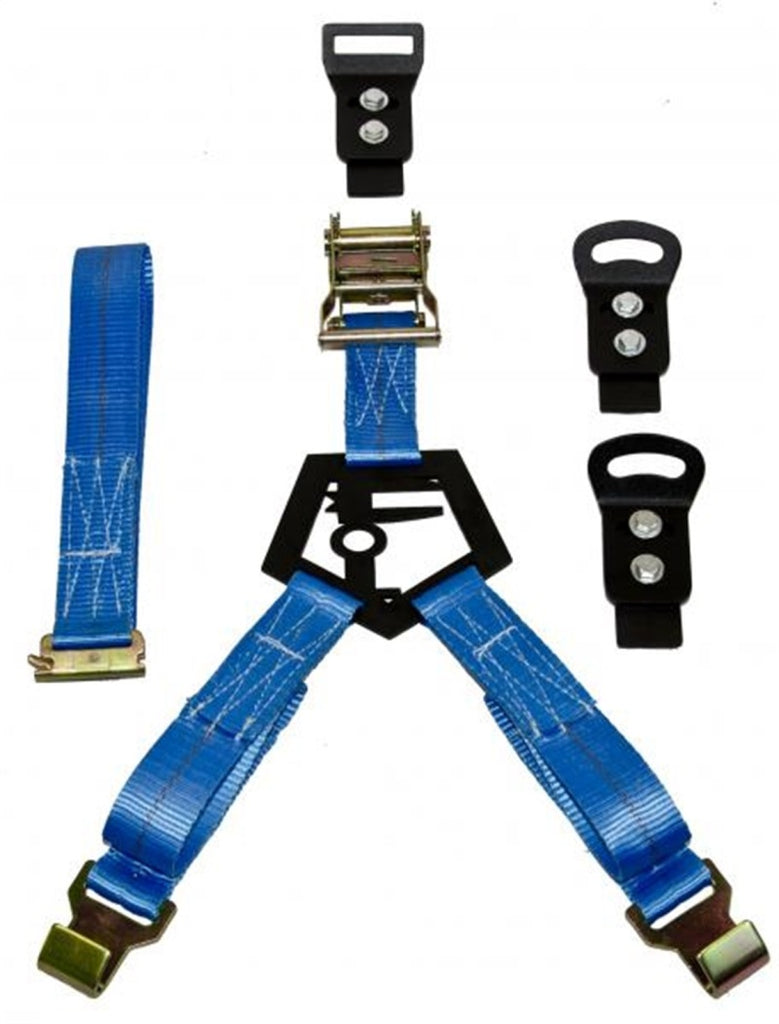 N-Fab Bed Mounted Rapid Tire Strap Universal - Gloss Black - Blue Strap - DTX Performance