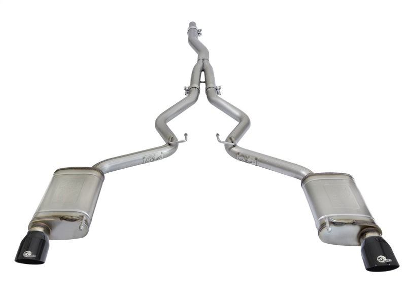 aFe MACHForce XP Exhausts Cat-Back SS-304 EXH w/ Black Tips 15-16 Ford Mustang EcoBoost 2.3L (t) - DTX Performance